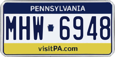 PA license plate MHW6948