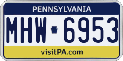PA license plate MHW6953