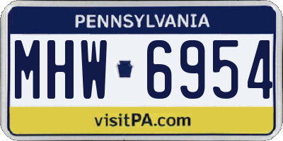 PA license plate MHW6954