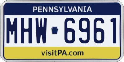 PA license plate MHW6961