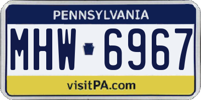 PA license plate MHW6967