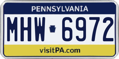 PA license plate MHW6972