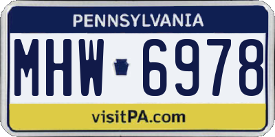PA license plate MHW6978