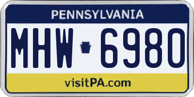PA license plate MHW6980
