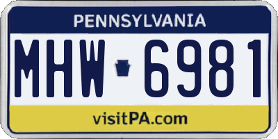 PA license plate MHW6981
