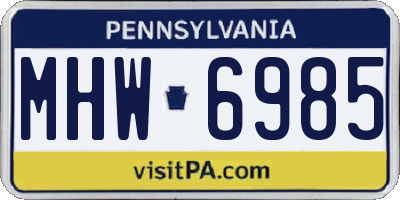 PA license plate MHW6985