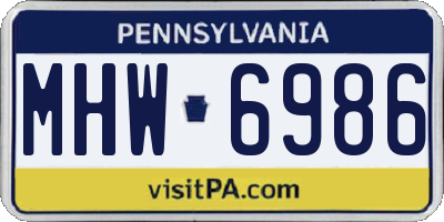 PA license plate MHW6986