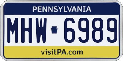 PA license plate MHW6989