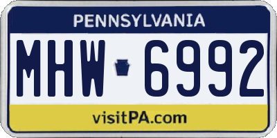 PA license plate MHW6992