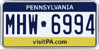 PA license plate MHW6994