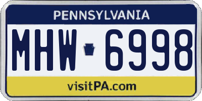 PA license plate MHW6998