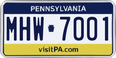 PA license plate MHW7001