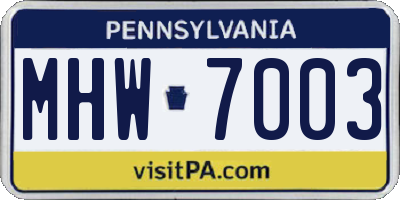 PA license plate MHW7003