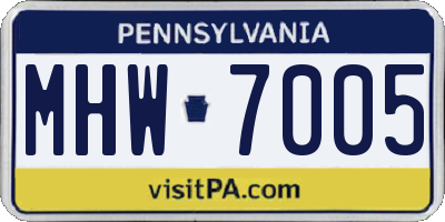 PA license plate MHW7005