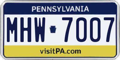 PA license plate MHW7007