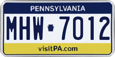 PA license plate MHW7012