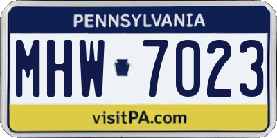 PA license plate MHW7023