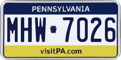 PA license plate MHW7026