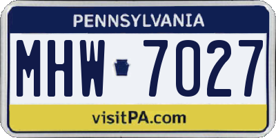 PA license plate MHW7027