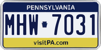 PA license plate MHW7031