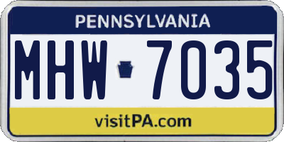 PA license plate MHW7035