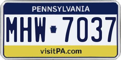 PA license plate MHW7037