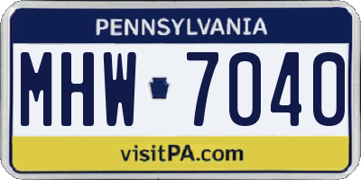 PA license plate MHW7040