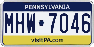 PA license plate MHW7046