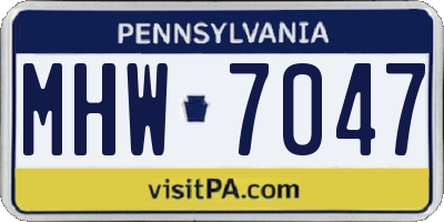 PA license plate MHW7047