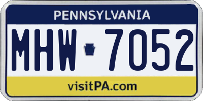PA license plate MHW7052
