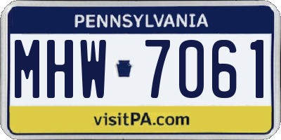 PA license plate MHW7061
