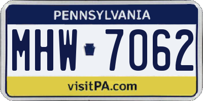 PA license plate MHW7062