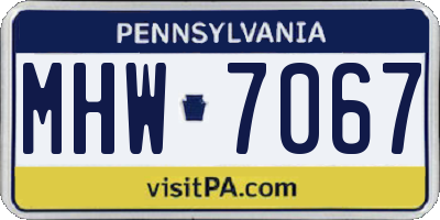 PA license plate MHW7067