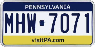 PA license plate MHW7071