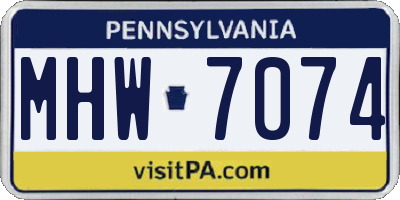 PA license plate MHW7074