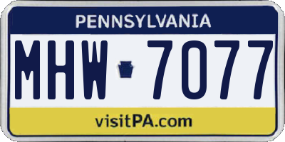 PA license plate MHW7077
