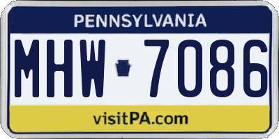 PA license plate MHW7086