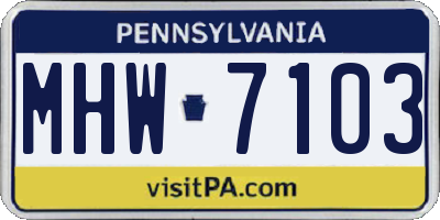 PA license plate MHW7103