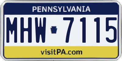 PA license plate MHW7115
