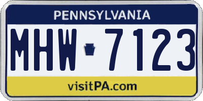 PA license plate MHW7123