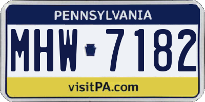 PA license plate MHW7182
