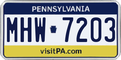 PA license plate MHW7203