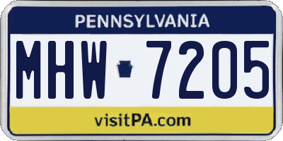 PA license plate MHW7205