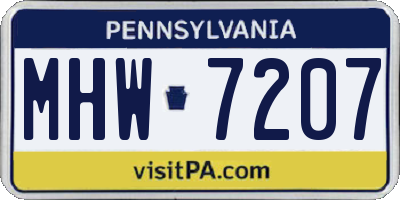 PA license plate MHW7207