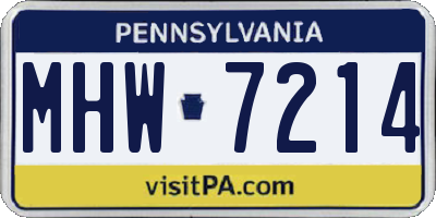 PA license plate MHW7214