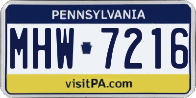 PA license plate MHW7216