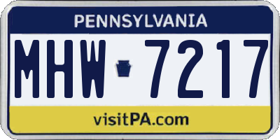 PA license plate MHW7217