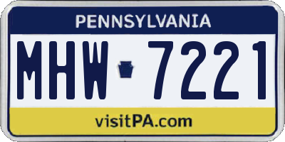 PA license plate MHW7221