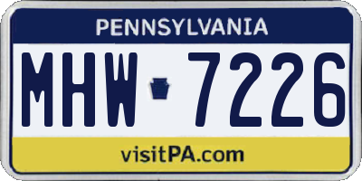 PA license plate MHW7226