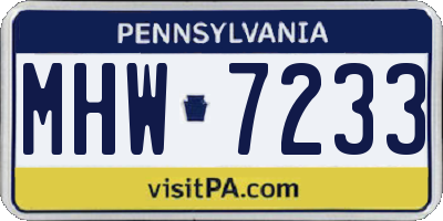 PA license plate MHW7233